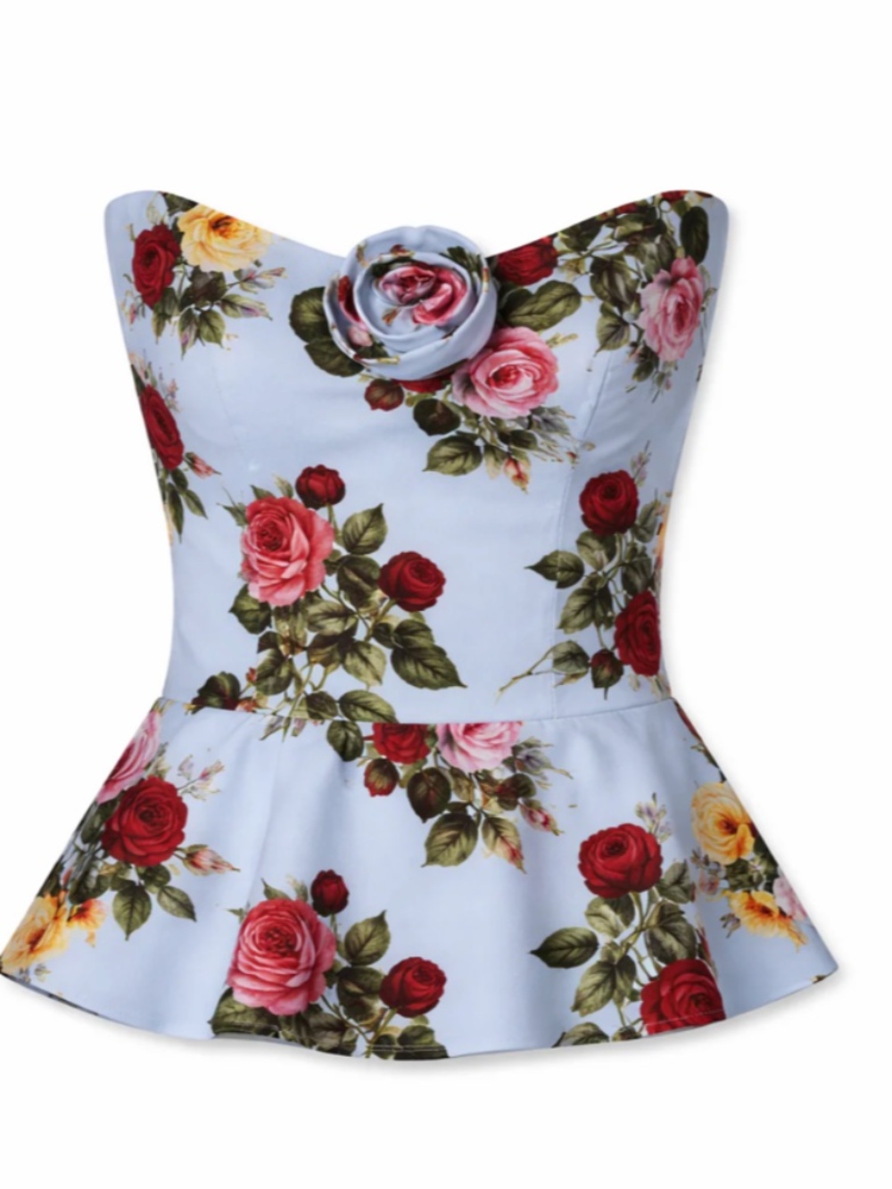 Damaris Bailey Large L  delicias silk floral sweetheart neck corset peplum top
